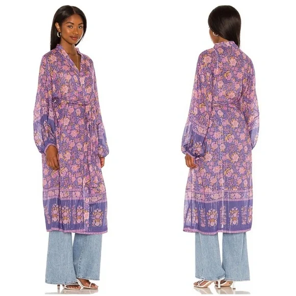🆕 ✨ NWT SPELL X REVOLVE JUNIPER KIMONO ROBE 💜 - Picture 3 of 3